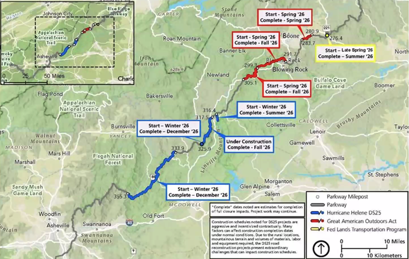 Park Service: Last sections of Blue Ridge Parkway to reopen in late ...